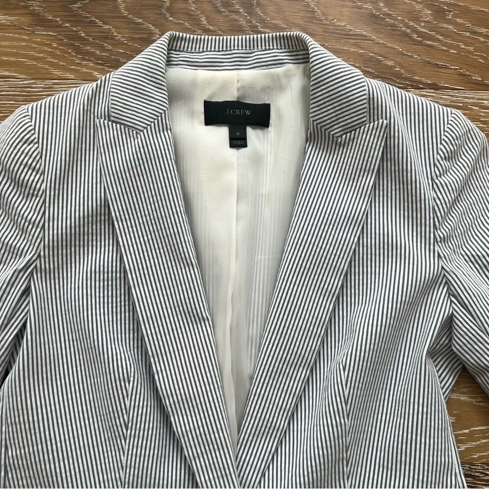 J.Crew Gray & White Striped Seersucker Blazer Jacket sz.0